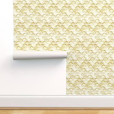 Peel-and-Stick Removable Wallpaper Aztec Blush Navy Gold Cream Modern Geo